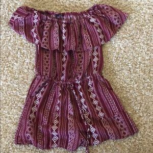 Maroon and white romper